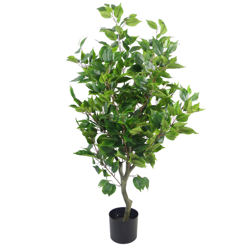 Annistyn 110cm Faux Ficus Tree in Metal Pot, Brown