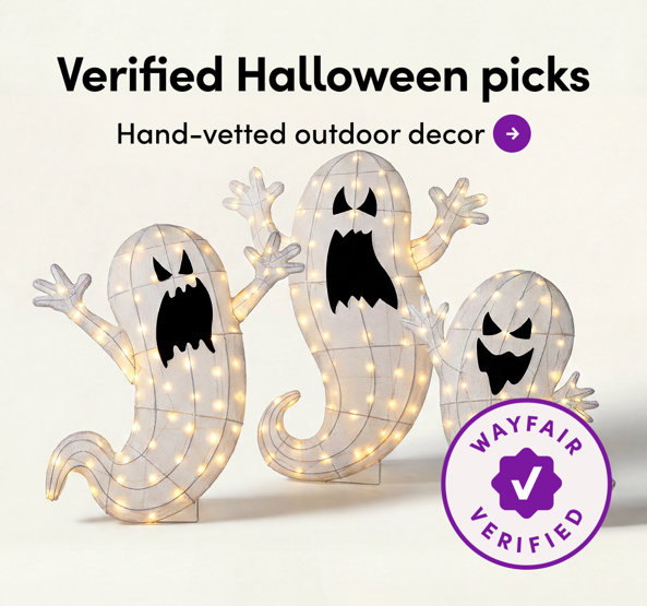 Verified Halloween picks: Hand-vetted outdoor decor featuring three light-up ghost decorations with the Wayfair Verified seal.