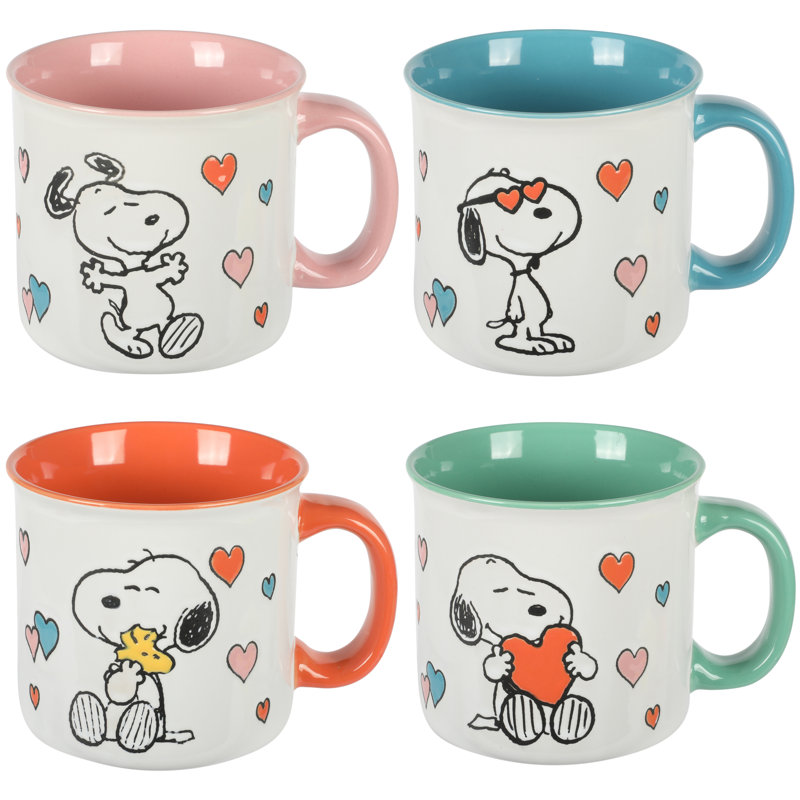 Grand ensemble de 4 tasses en grès 21 oz Peanuts Mothers Love