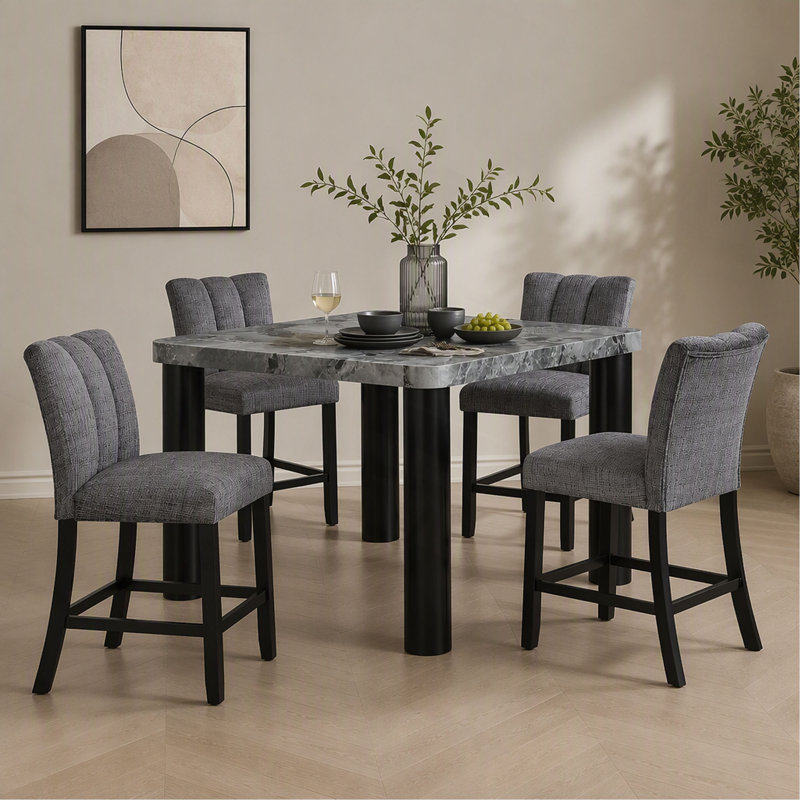 Table de salle à manger en faux marbre avec pattes