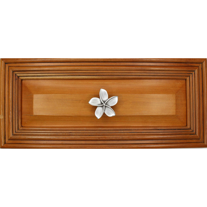 2" Plumeria Flower Medium Knob, Brushed Nickel, 2" L x 2" W, 1