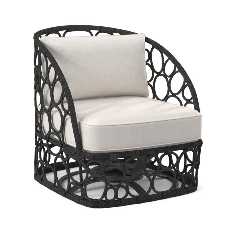 Bali Swivel Patio Chair with Cushions, Beige Linen 6025-012, Lava