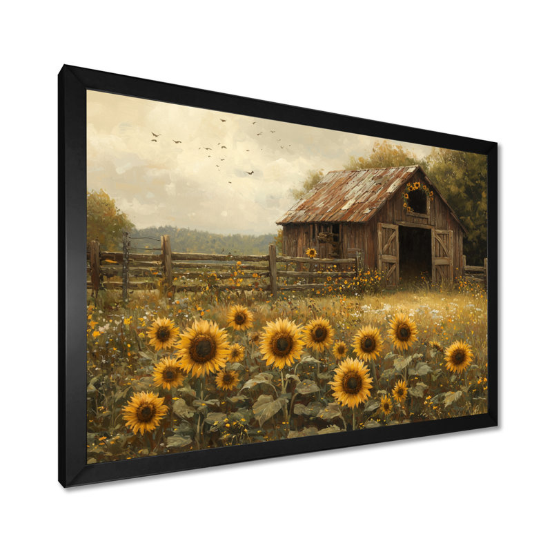 Dorit tournesols autour de l'écurie cheval I - tournesols, art mural, Reproduction encadrée d'une seule photo