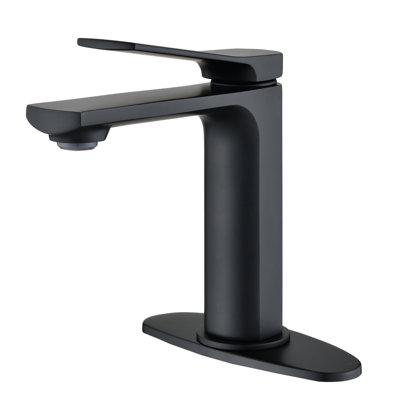 Robinet de lavabo contemporain à poignée unique, robinet de meuble-lavabo monotrou avec bec mince et élégant