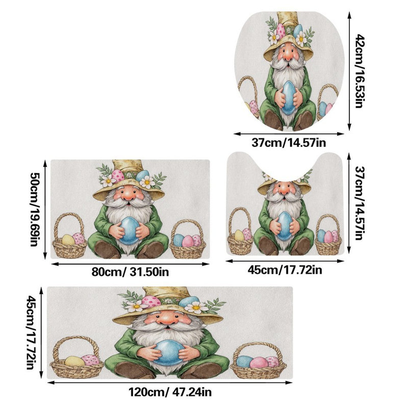 Ensemble de 4 tapis de bain gnome de Pâques avec œufs