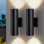 2-Pack 12" Modern LED Up and Down Outdoor Wall Lantern, Aluminum Round Outdoor Wall Light, IP65 Waterproof-2130962921