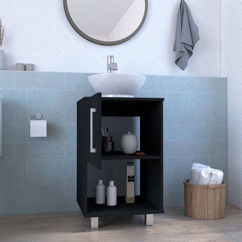 Meuble-lavabo simple pour salle de bain, Noir