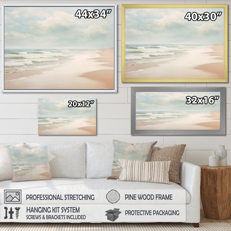 Minimalisme, paysage de plage VI - Reproductions encadrées de plage côtière, Toile tendue, H 34 po x l 44 po x P 1,5 po