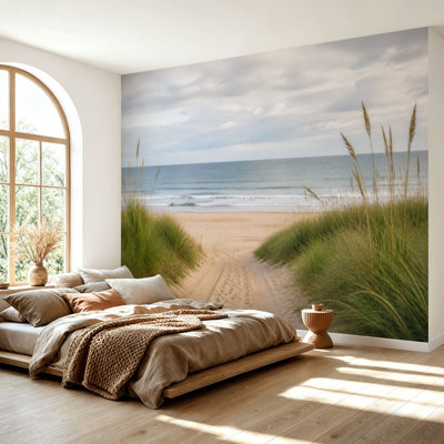 Wall Mural Peel and Stick Wallpaper Beach Scene Amelia Island Florida Self-Adhesive Removable Contact Paper Wall Decor for Living Room Bedroom 69"H x 96"W