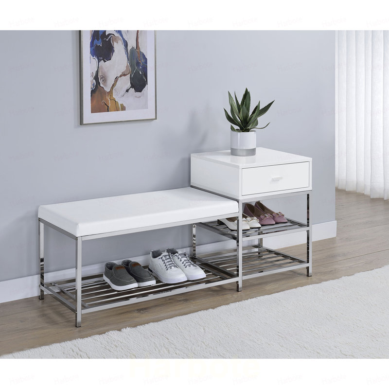 Banc de rangement à 1 tiroir blanc brillant Yesler