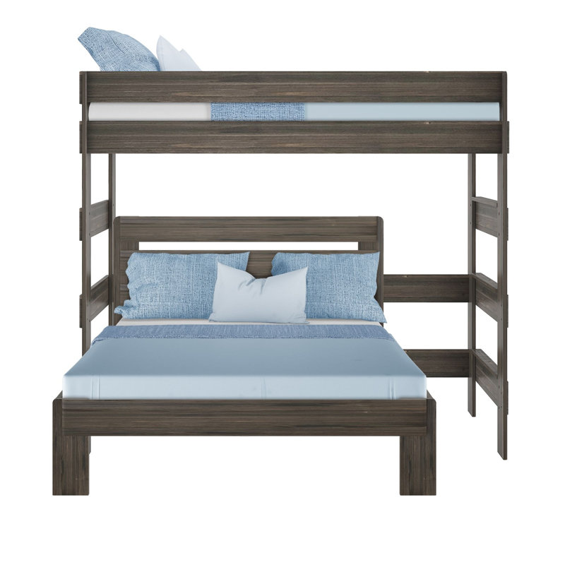  Doyle Solid Wood L-Shaped Bunk Beds, Queen, Barnwood Brown
