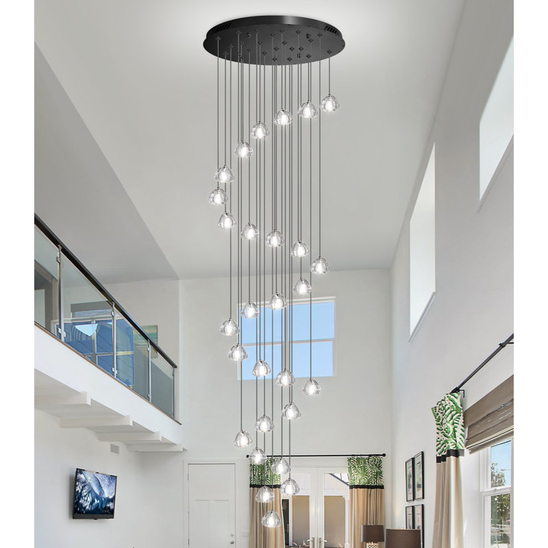 25-light Dimmable Crystal Chandelier, Matte Black
