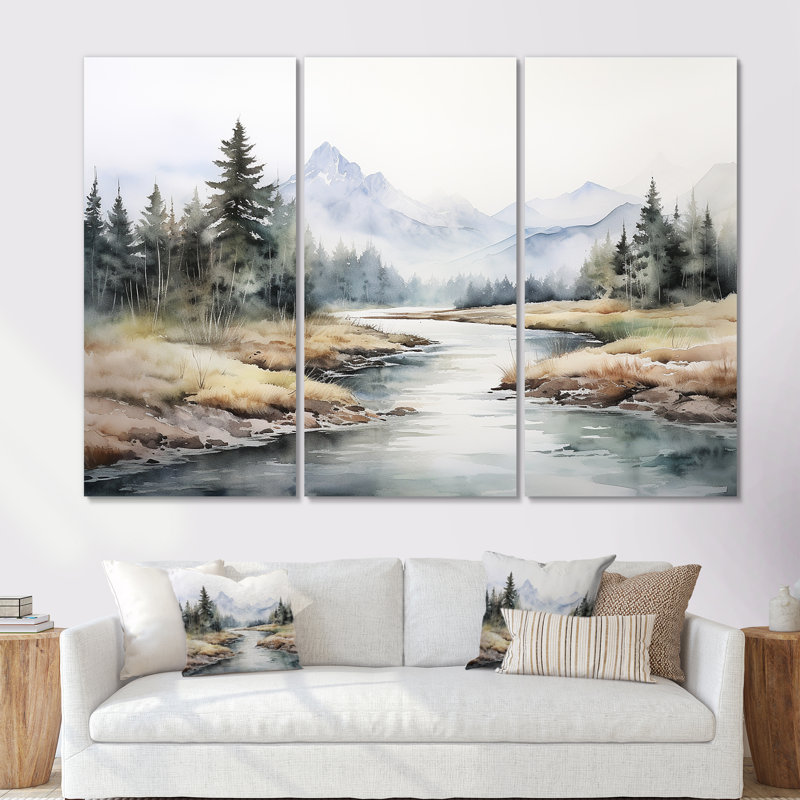 «River Mountain In Minimal Canada II», ensemble d'art mural sur toile River Mountain, H 32 po x l 48 po x P 1 po