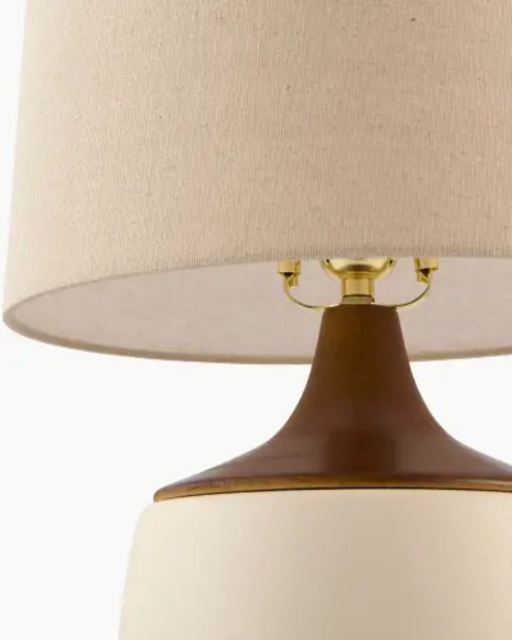 Ceramic Table Lamp, Beige, White