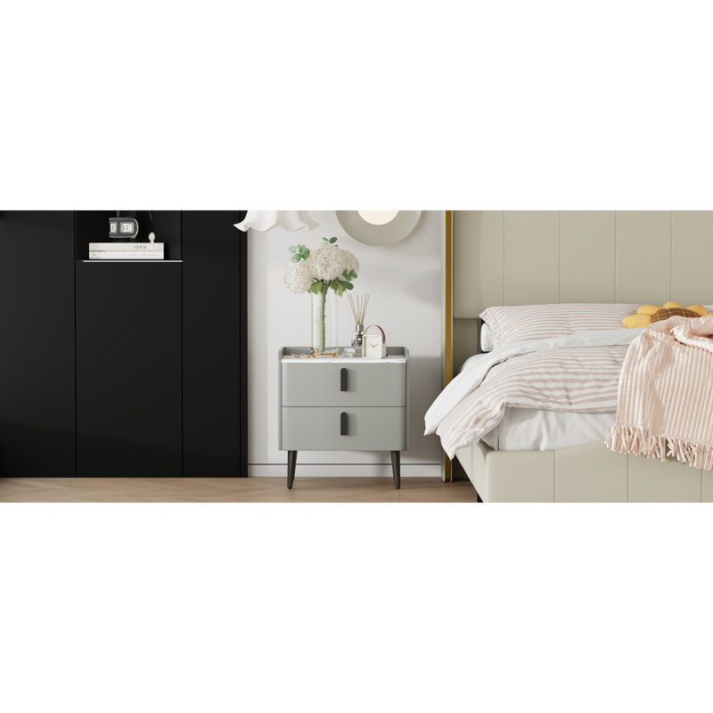 Élégante table de chevet en marbre avec finition en polyuréthane pour les chambres et les salons modernes