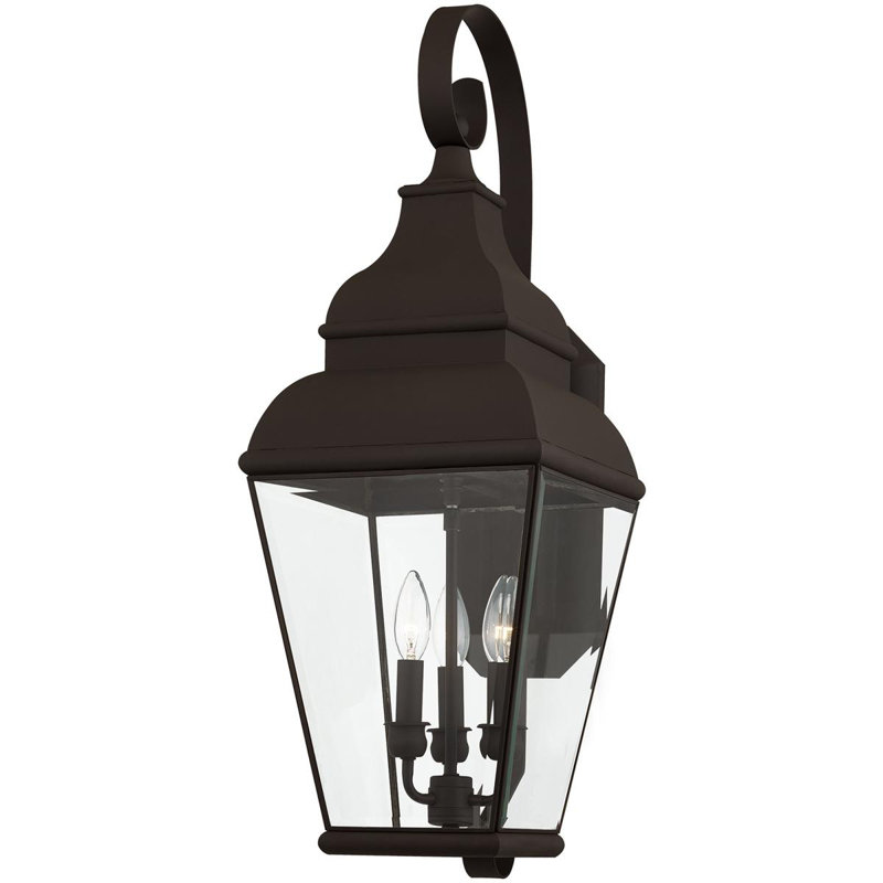 10-inch Outdoor Chain Lantern Pendant Lighting Fixture with Clear Water Glass Shade, Bronze