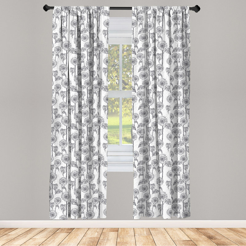 Botanical Semi-Sheer Rod Pocket Curtain Panels, 28" x 95"