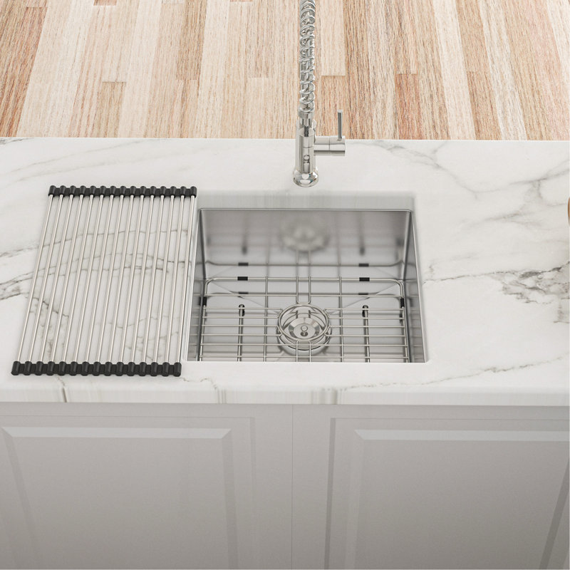 17 Inch Undermount Sink - 17"X19"X10" 16 Gauge Single Bowl Kitchen Sink 10 Inch Deep Bar/Prep Sink Basin
