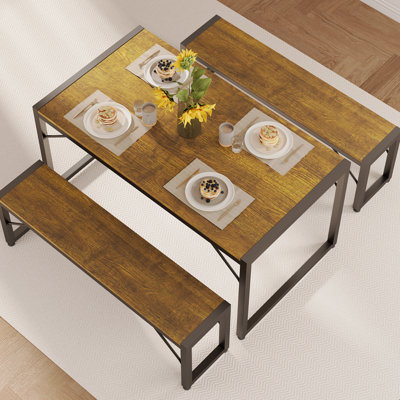 Ezzah Dining Set, Dining Table with Benches