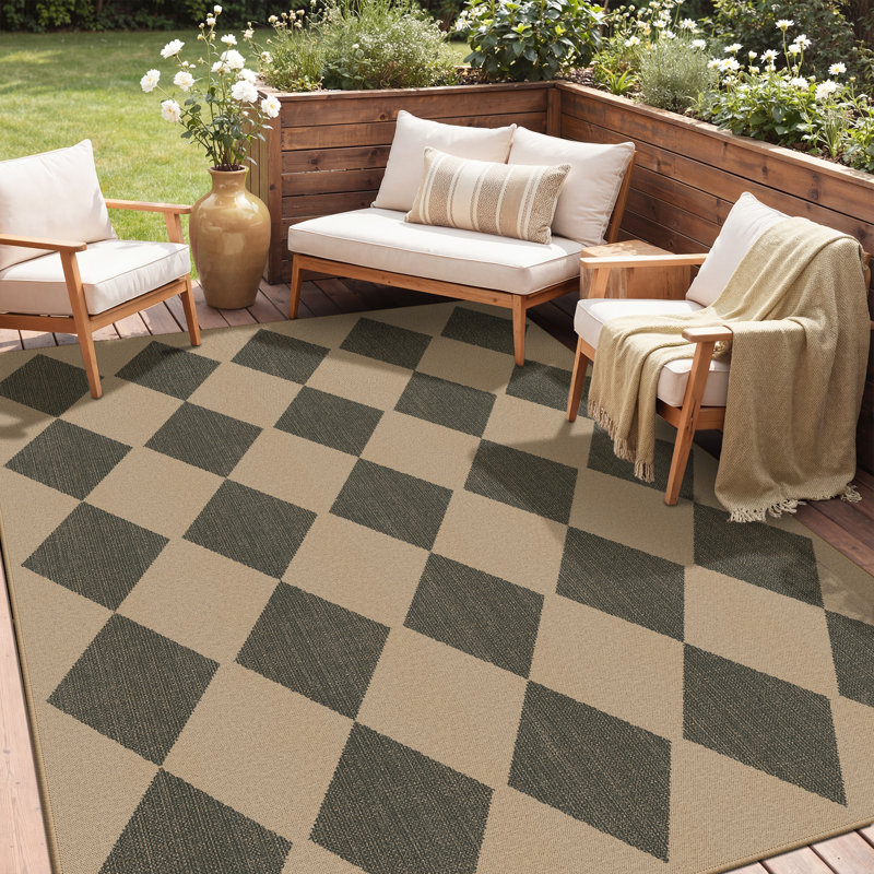  Tapis intérieur / extérieur Rowan Diamond Trellis, tapis 5 x 7, Rectangle 5 pi x 7 pi