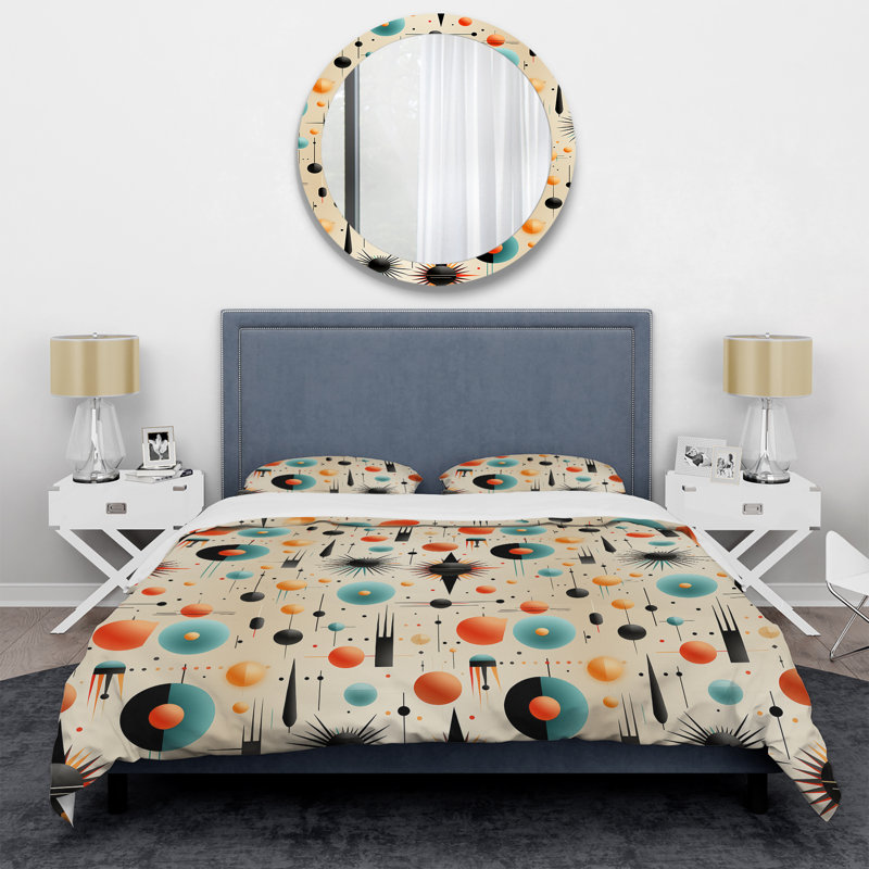Ensemble de housse de couette Mid-Century Amitai, Housse de couette simple + 1 taie décorative stan