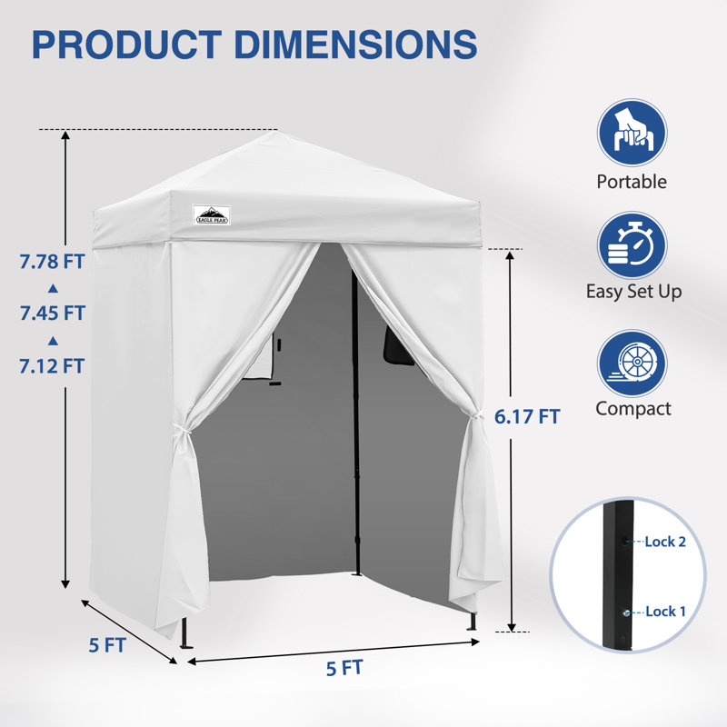 5x5 FT Instant Portable Pop-up Privacy Tent for Temporary shower Room, Dressing Room, Photo Booth and Camping Toilet, White