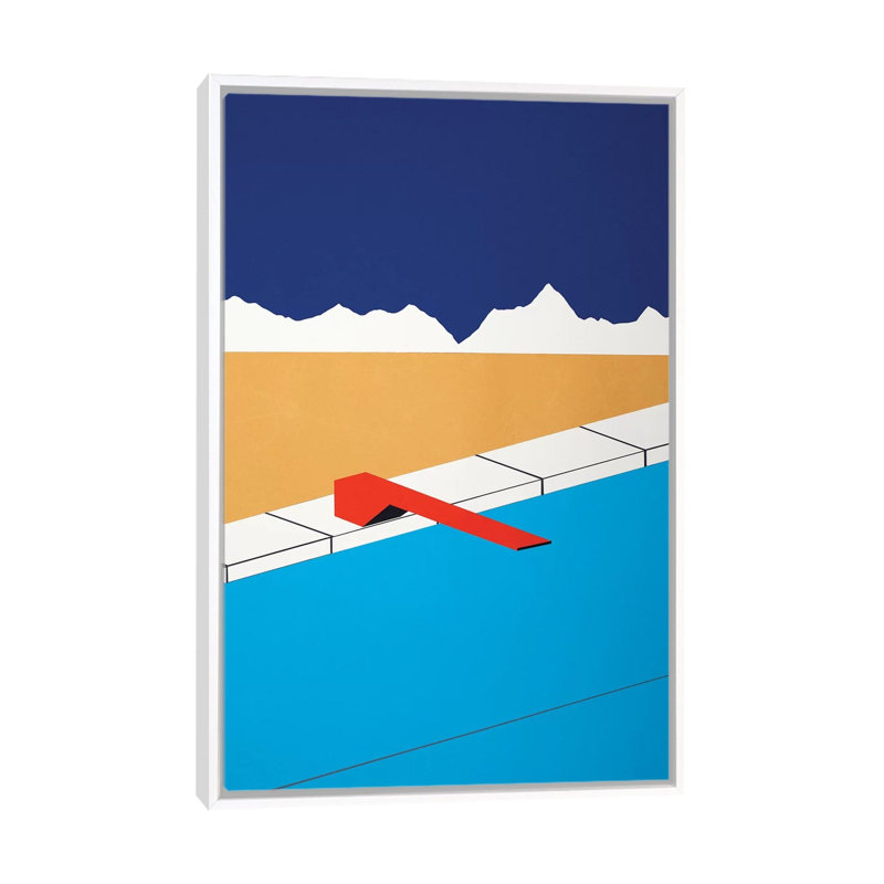 Desert Pool With Red Diving Board, 101.6 cm H x 66.04 cm W x 4.445 cm D, White