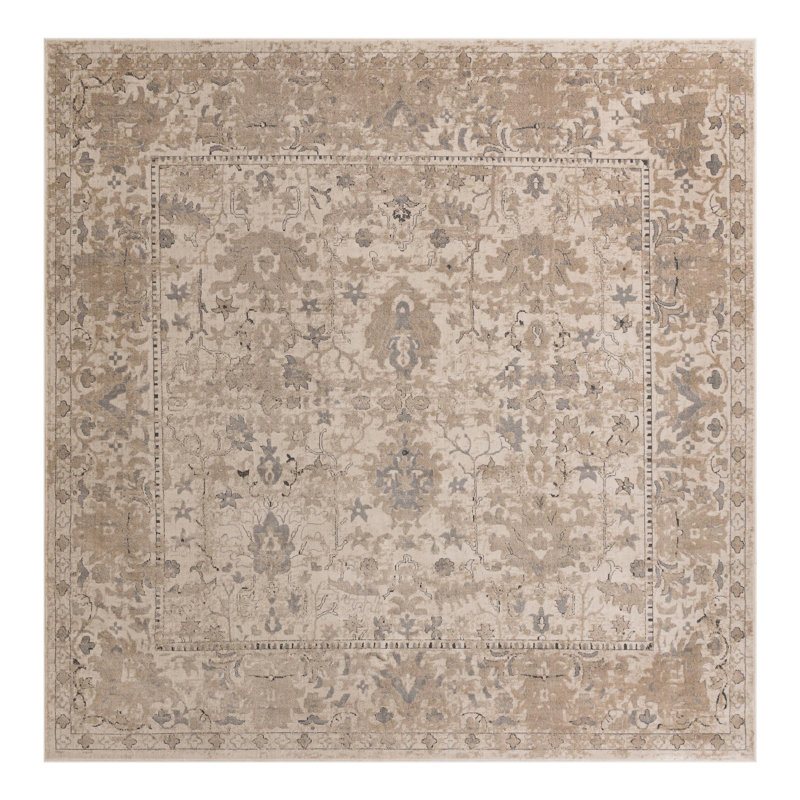 Singleton Oriental Ivory Area Rug, Square 13'1"