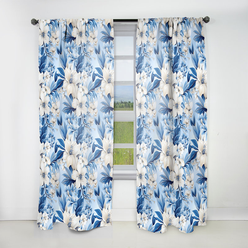 Motif tropical Azure Oasis II - rideau floral - rideau obscurcissant floral - 1 panneaux, L 52 po x L 108 po