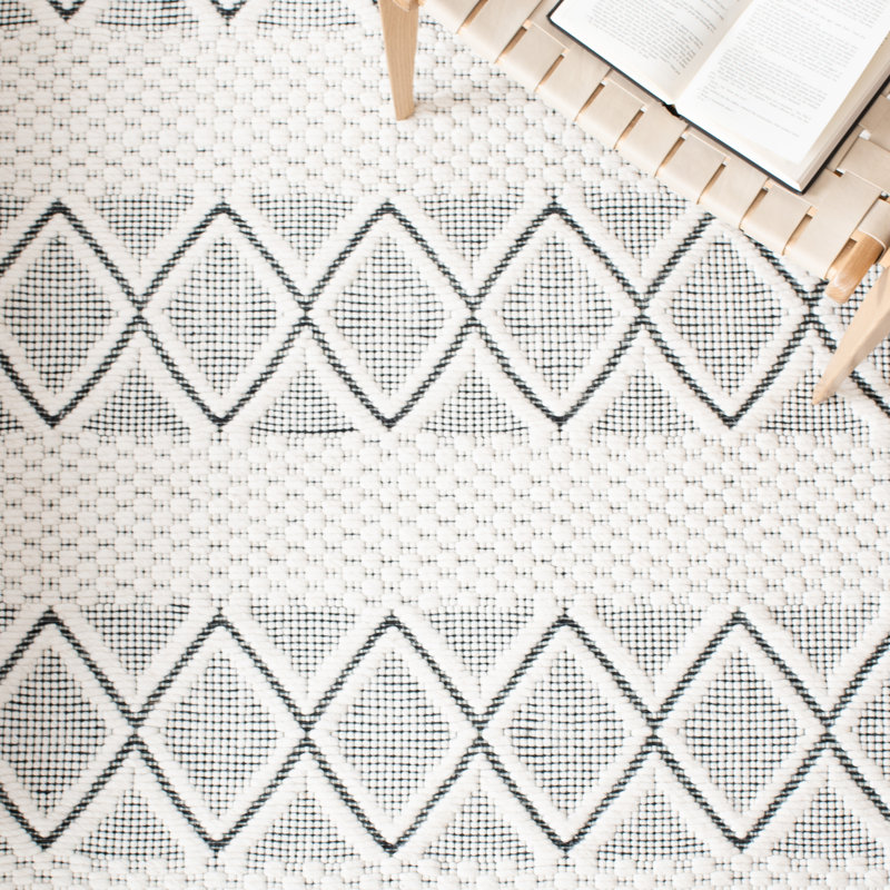 Marbella Hand Woven Wool And Cotton With Latex Geometric Rug, Rectangle 4' x 6'