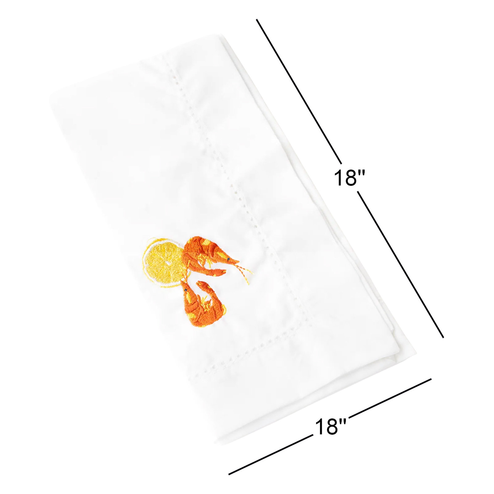 Lemon Prawns Embroidered Dinner Napkin
