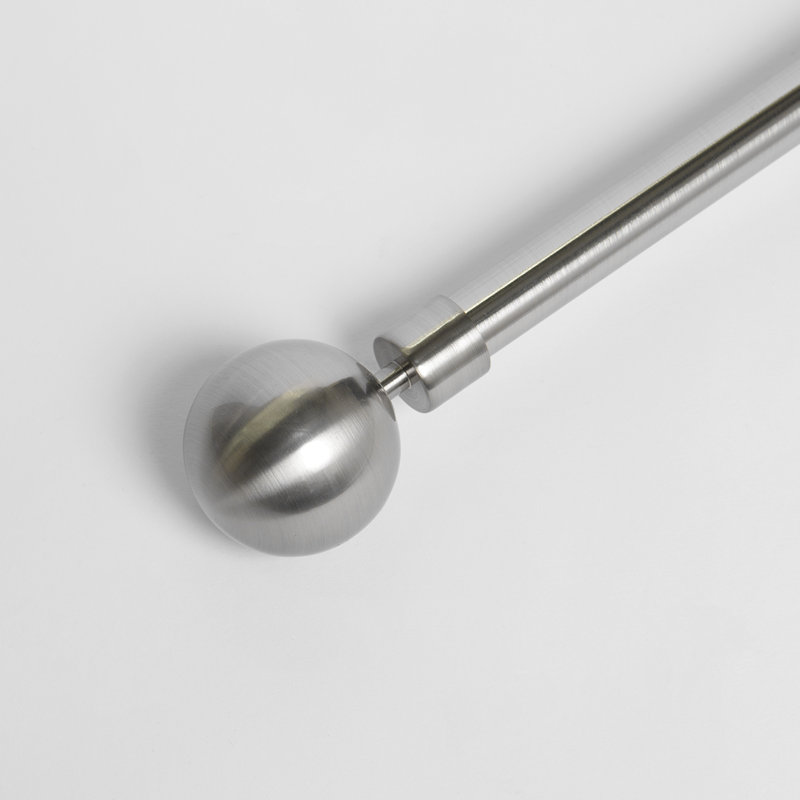 Heathrow Adjustable Single Curtain Rod, 0.75" H x 120" W x 0.75" D, Silver