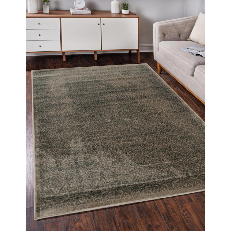 Claiborne Traditional Melange Beige and Gray Soft Low Pile Area Rug