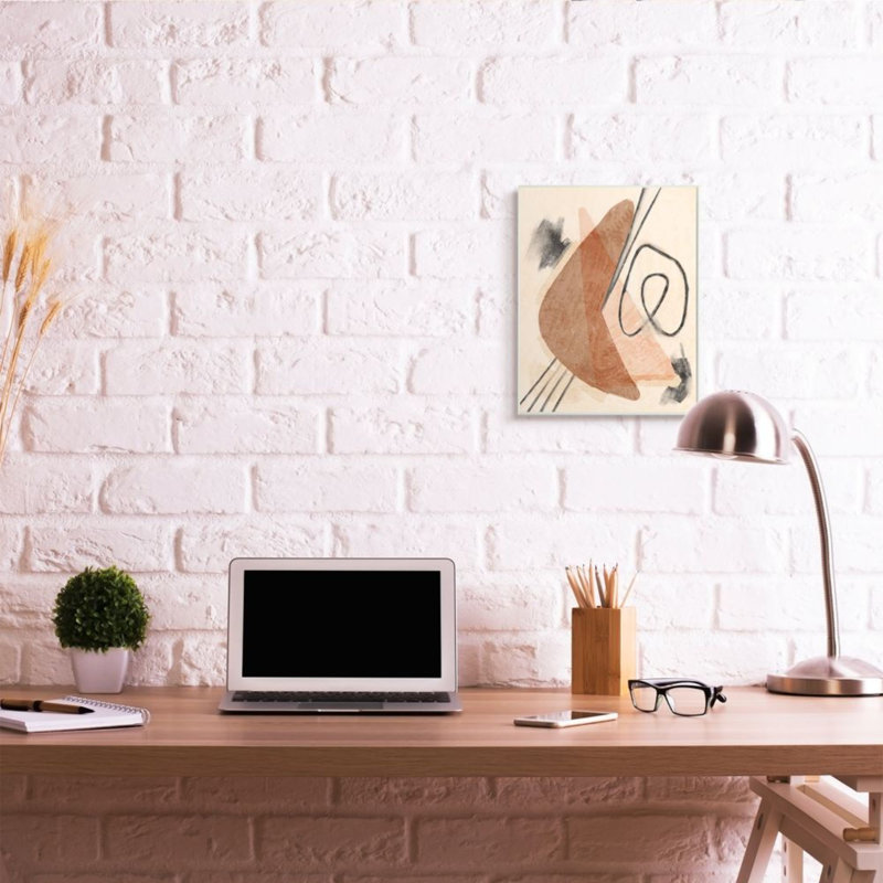 «Layered Boomerang Shape Abstract Linework Brown Black» par Daphne Polselli - impression d'art graphique, Plaque murale