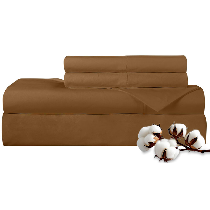 Ensemble de draps 100% coton peigné à densité de tissage 300 fils Royale Linens, Grand, Chocolat