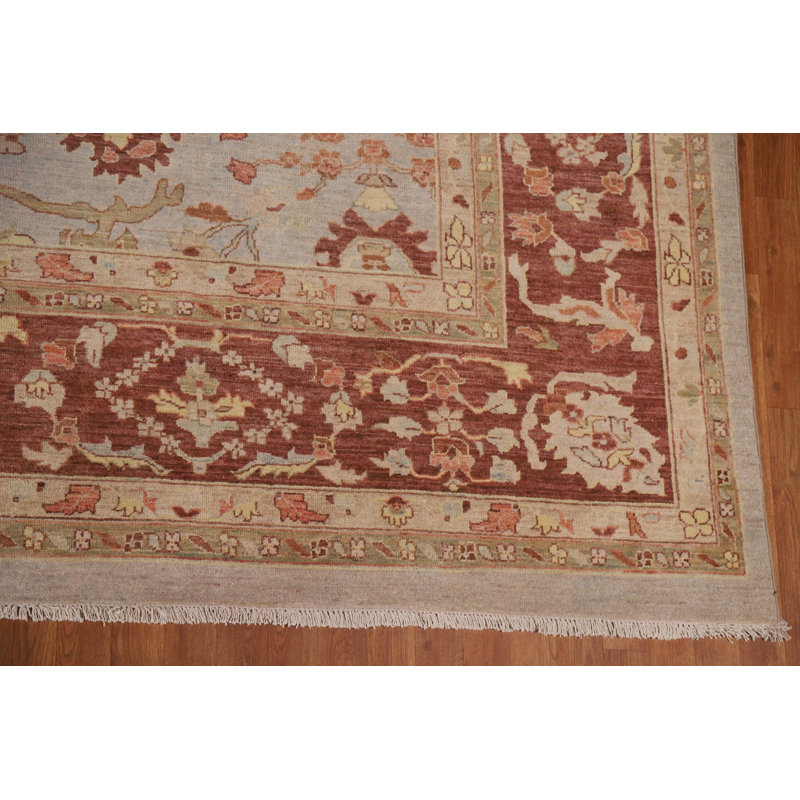 Tapis unique en laine noué à la main rose / beige nouvel âge 12 pi x 17 pi 6 po Heriz Serapi