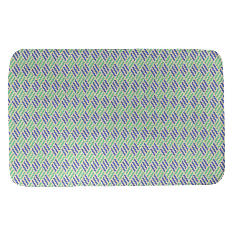 Tapis pour salle de bain diamants Kitterman, l 17 po x L 24 po, Vert / Bleu