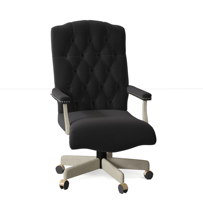 Fauteuil de direction pivotant Stanford, Nickel noir, 9106 Crème, Amande chamois