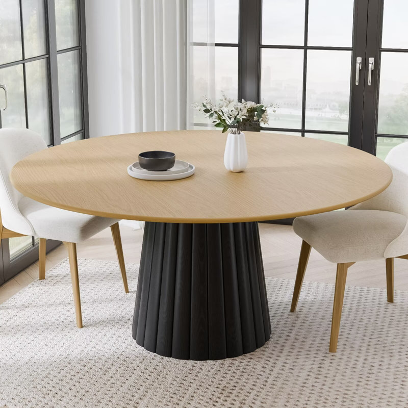 Table de salle à manger 60 po 60 pi, H 30 po x L 60 po x l 60 po, Noir et bois naturel