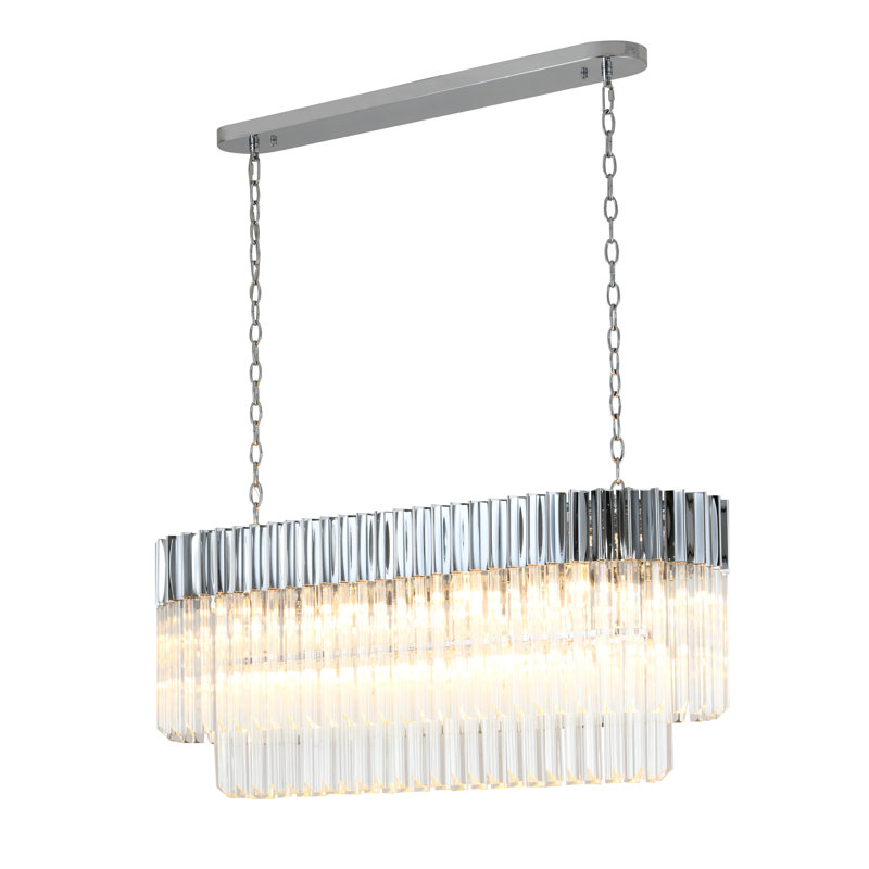 Lustre rond en cristal 12 lumières Glam, Chrome
