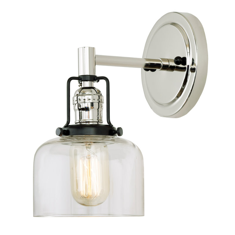 Branton Armed Sconce, Polished Nickel, Dome