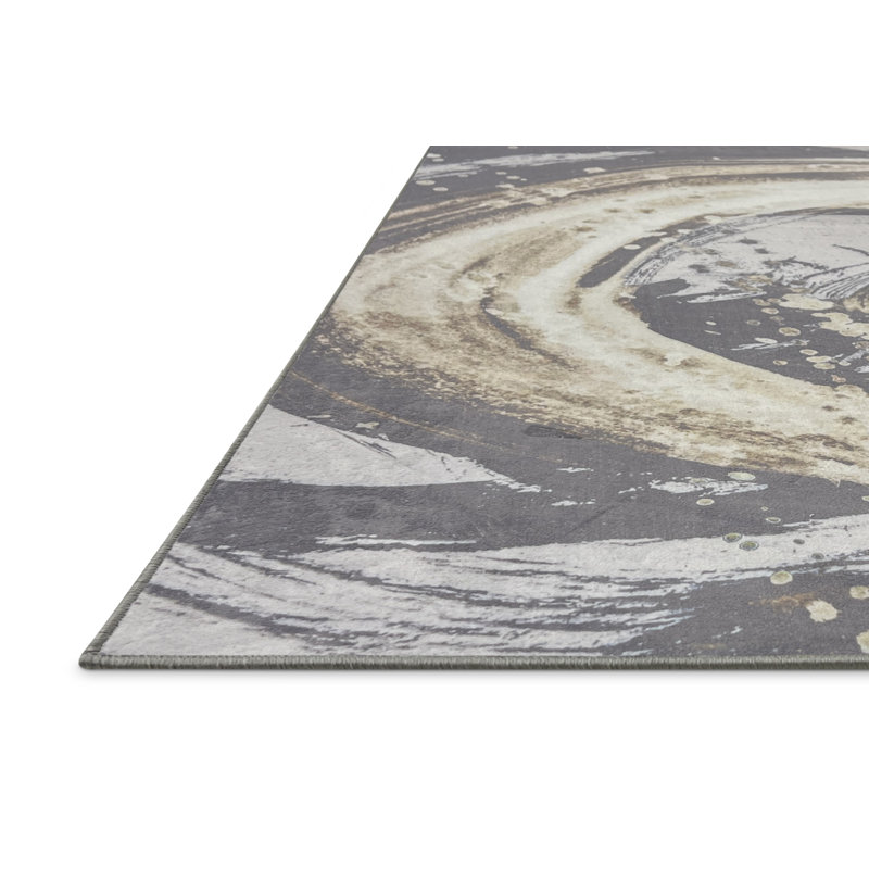Tapis en polyester tissé à la machine Harbor Mist, Carré 5 pi