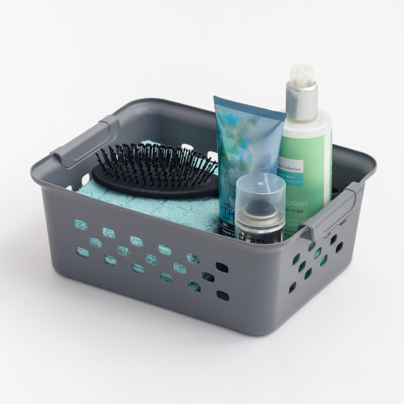 IRIS Small Plastic Storage Baskets, Gray