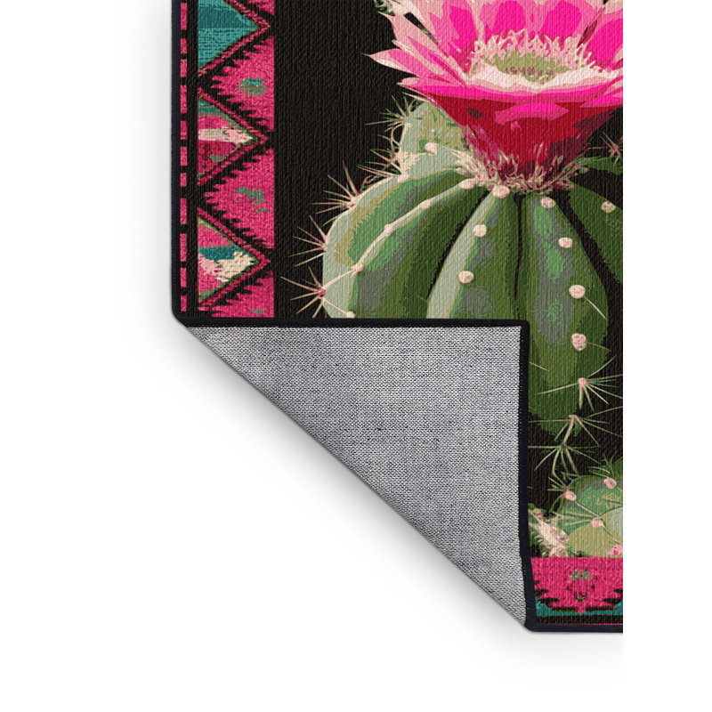 Tapis lavable en forme de figue de barbarie Southwestern, Tapis de couloir 2 pi x 4 pi