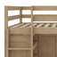 Structure de lit mezzanine en bois tout-en-un avec garde-robe intégrée, bureau de poste de travail, tablettes de rangement ouvertes et tiroirs-312849651