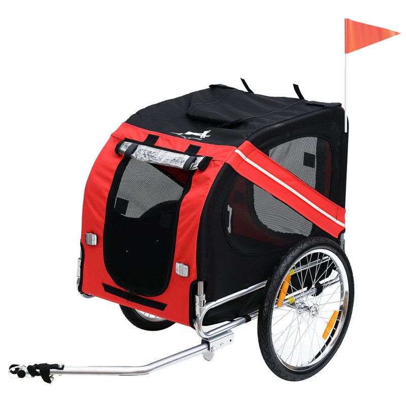 Chariot pour chien avec 3 entrées et grandes roues, Rouge