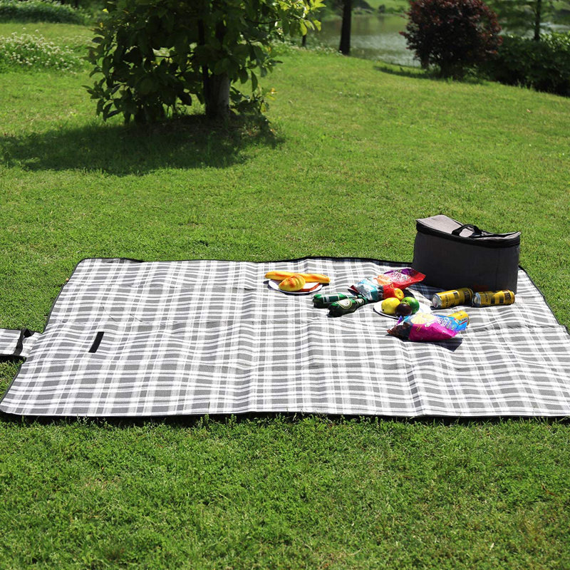 Picnic Blanket, Grey/White/Light Grey
