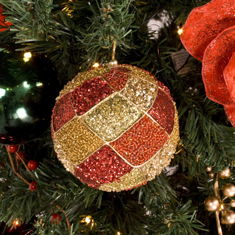 10cm Bauble, Red / Gold