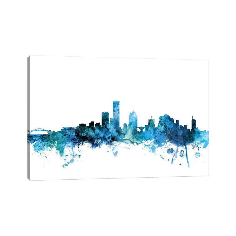 Milwaukee, Wisconsin Skyline by Michael Tompsett - Wrapped Canvas Gallery-Wrapped Canvas Giclée, 20.32 cm H x 30.48 cm W