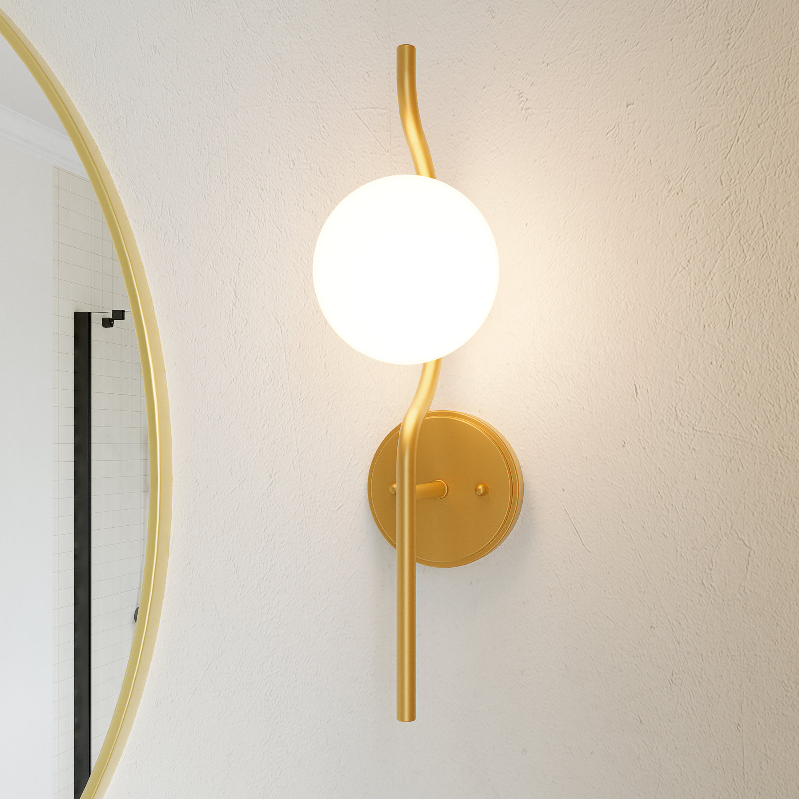 1-Dimmable Globe Wall Sconce, Brushed Gold